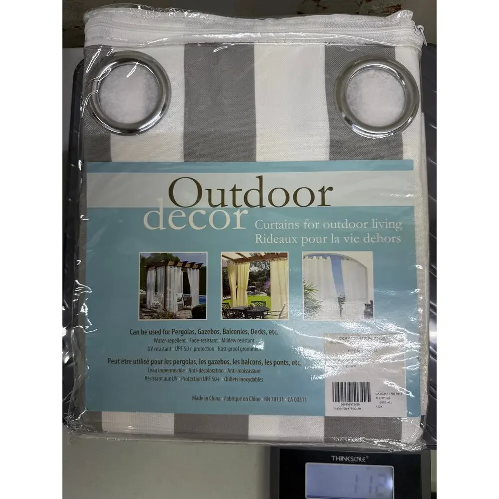 Outdoor Decor Grommet Outdoor Curtain Panel 50x84 Alloy Gray Stripe – New